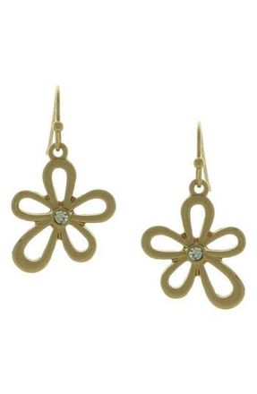 Olivia Welles Crystal Flower Drop Earrings in Gold /Clear at Nordstrom Rack
