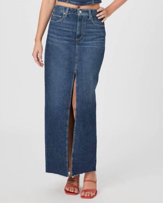 Paige Angela Maxi Jean Skirt In Sketchbook