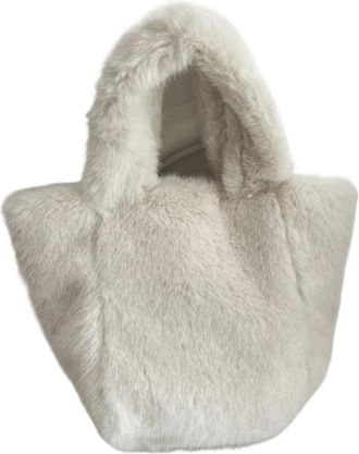 Generic Womens Plush Bags Handbag Womens Autumn Winter Sensation Pure Color Plu Handheld Bag Neutral Sle Magneti(White)