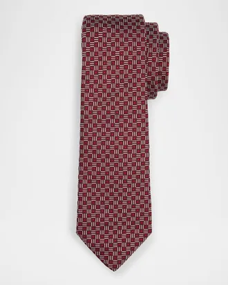 Emporio Armani Men & apos;s Micro-Geometric Square Silk Tie
