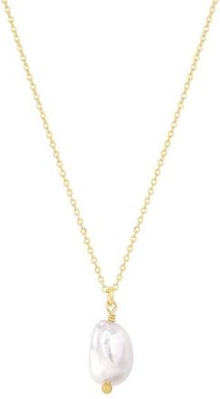 Set & Stones Adelle Pearl Necklace in Gold /White at Nordstrom, Size 16