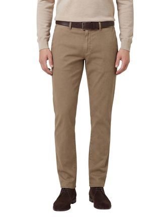 Brax Brax Fabio pantalon bruin effen wijde fit katoen flatfront