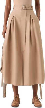 Akris Cotton Double Face Midi Skirt in Camel at Nordstrom, Size 10