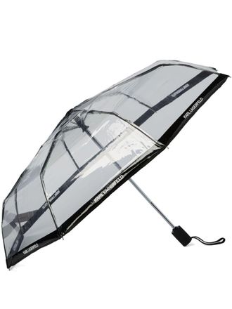 Karl Lagerfeld logo-trim transparent umbrella - unisex - Steel/Thermoplastic Polyurethane (TPU) - One Size - Grey