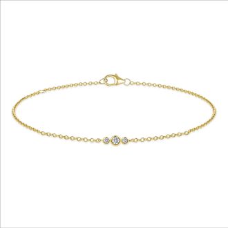 MAX + STONE 10K Yellow Gold Trio Lab Grown Diamond Bracelet 7.5-9.5 inch Adjustable Chain