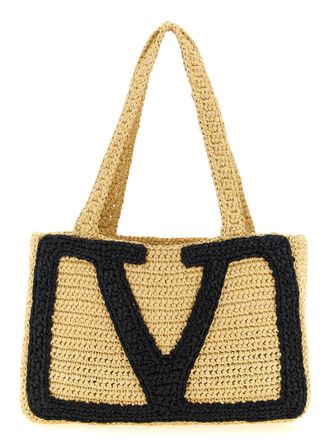 Valentino Garavani Beige Viscose Tote Womens Bag