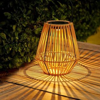 OEM Farol Solar De Exterior De Rat&aacute;n, Estilo Bohemio, Para Colgar O Colocar En El Balc&oacute;n, Patio Y Jard&iacute;n