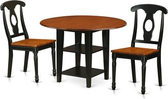 East West Furniture Dining Room Set Black & Cherry, SUKE3-BCH-W