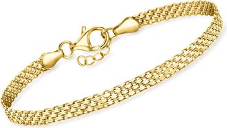 RS Pure by Ross-Simons Italian 3.7mm 18kt Gold Over Sterling Bismark-Link Bracelet