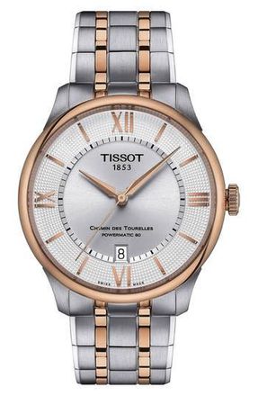 Tissot Chemin des Tourelles Powermatic 80 Bracelet Watch, 39mm in Grey/rose Gold at Nordstrom Rack