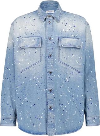 Off-white Militaire Denim Shirt met Blauw Verfeffect - Heren - Spijkeroverhemden - Blauw - S - Denim - Overhemden