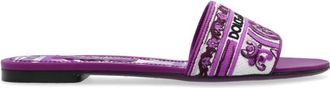 Dolce & Gabbana Schoenen, Dames, Paars, 39 1/2 EU, Katoen, Geborduurde Slippers