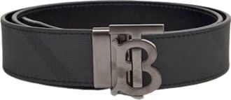 Burberry 26FW Check Reversible Belt Charcoal 8125337