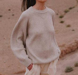 Eat Dust Crew Neck Sweater In Yarn Delta Oatmeal