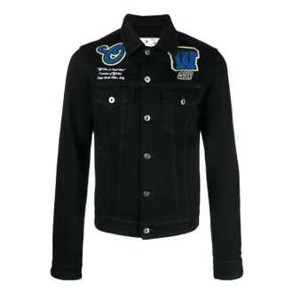 Off-white Varsity Patch Denim Jacket Black Blue OMYE084S23DEN0021069