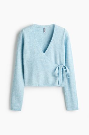 H&M Wickelcardigan - Hellblaumeliert