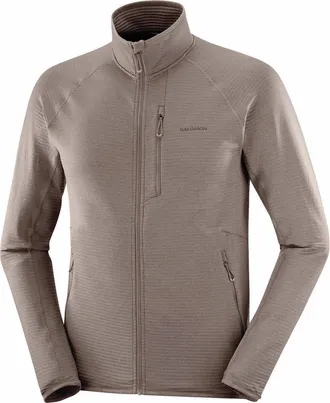 Salomon Mens Essential Lightwarm Full-Zip Fleece Jacket Gray XXL