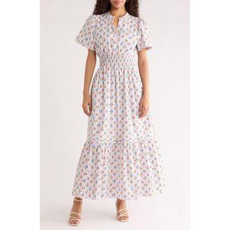 Sugarlips Lara Floral Print A-Line Dress in White-Multi at Nordstrom, Size X-Small