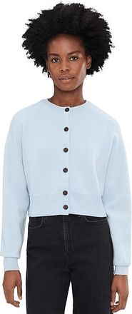 Madewell Raglan-Sleeve Cropped Cardigan in Merino Wool Womens Sweater Soft Sky Blue : XL (Womens 14-16)