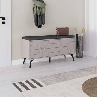 Decortie Dune Modern 4-Door Shoe Bench Storage Metal Legs 107cm in Grey | Size: 1 Pack