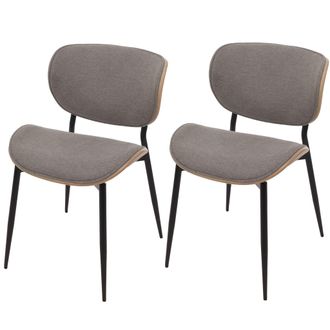 Hhg Hhg - Nunca Usado] Juego De 2 Sillas De Comedor 236, Tejido De Madera Curvada (370 G/m&sup2;) Certificado Oeko-tex Mvg, Natural, Gris Claro
