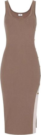 Elisabetta Franchi Slim Knit Midi Jurk - Dames - Kleedjes - Bruin - L - Kleedjes