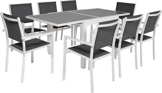 Happy Garden Conjunto de jard&iacute;n extensible de 8 plazas gris - aluminio blanco