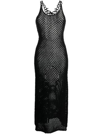 Chlo&eacute; Abito midi traforato - Nero