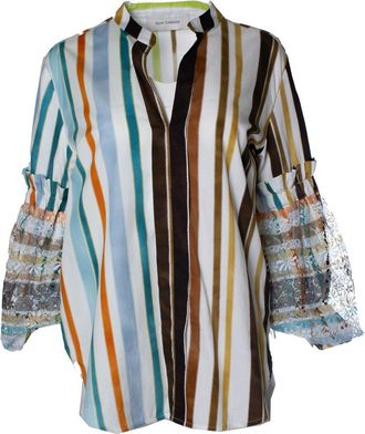 Silvia Tcherassi Nuru striped puff-sleeve blouse