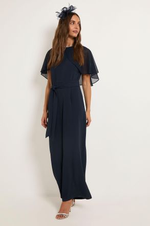Wallis Womens Cape Sleeveless Jumpsuit - Navy - Size 14 UK