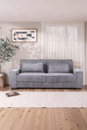 Living and Home Modern Corduroy Upholstered loveseat in Grey