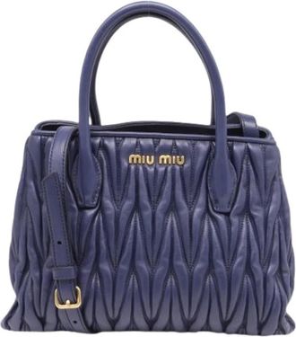 Miu Miu Pre-owned Handbags, female, Blue, Size: ONE SIZE Pre-owned Matelass&eacute; Tote