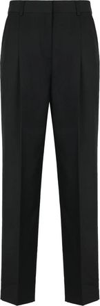 Toteme Pantalon met plooien - Dames - Broeken - Zwart - M - Wol - Broeken