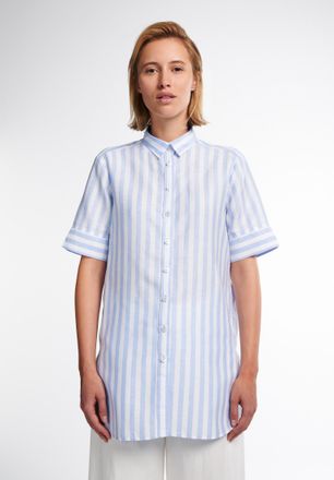 Eterna Hemdbluse ETERNA LOOSE FIT, Damen, Gr. 42, blau (hellblau), 59% Baumwolle, 41% Leinen, normal, Blusen Hemdbluse