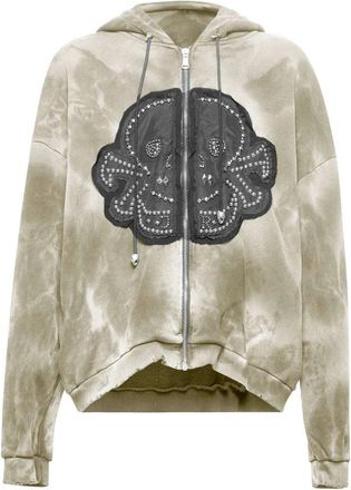 John Richmond Hoodie en Sweatshirt met rits - Heren - Vesten met rits - Beige - L - Katoen - Hoodies & sweatvesten
