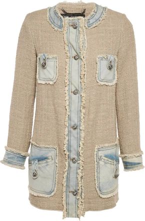 Dolce & Gabbana Tweed jack met denim afwerking - Beige
