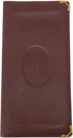 Cartier Wine Red Leather Long Wallet (Bi-Fold) (Pre-Owned)