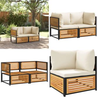 vidaXL Set Divani da Giardino 2pz con Cuscini Legno Massello di Acacia - Seduta da esterno - Divano in legno