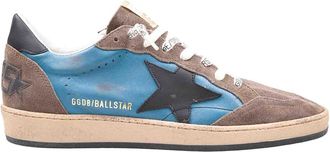 Golden Goose Ballstar Sneakers In Gray And Blue Suede