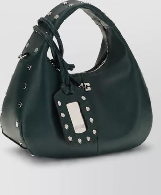 Ganni mini hobo mini studded recycled leather shoulder bag
