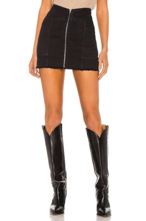 Iro Binda Jean Zipper Skirt In Dark Grey & Black