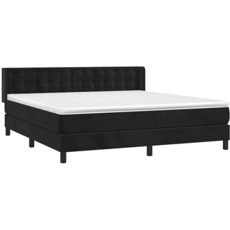 vidaXL Cama Box Spring Con Colch&oacute;n Terciopelo Negro 180x200 Cm Vidaxl