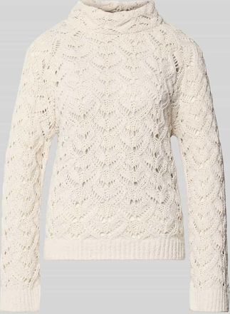 Monari Regular Fit Strickpullover mit Woll-Anteil Modell Chenille Ajour in Stein, Größe 34