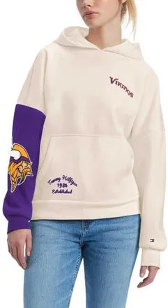 Tommy Hilfiger Womens Tommy Hilfiger Cream/Purple Minnesota Vikings Harriet Pullover Hoodie at Nordstrom, Size Xx-Large