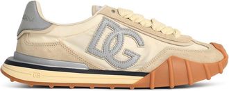 Dolce & Gabbana Dg Athletic Beige Fabric And Lear Sneakers