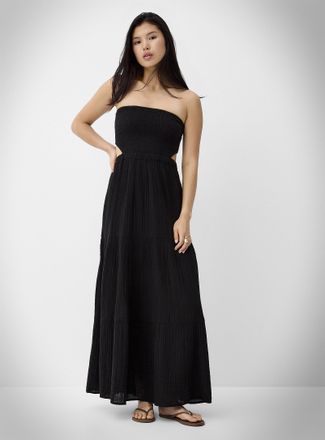 Rip Curl Womens Pure cotton gauze open-back maxi tube dress