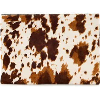 AllSaints Bettina Genuine Calf Hair Clutch in Cow Print at Nordstrom