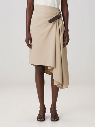 Loewe Gonna midi asimmetrica in cotone e seta con dettaglio drappeggiato