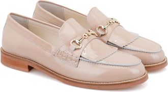 Desa Womens Leather Slip-Ons - Synthetic Sole, Flat Heel, Breathable | Beige - 38