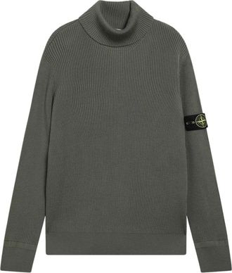Stone Island Gebreide trui met coltrui - Heren - Coltruien - Groen - XL - Wol - Truien & Vesten
